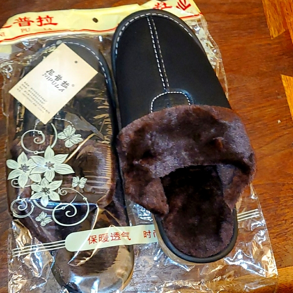 Other - Men New Winter PU Leather Slippers 